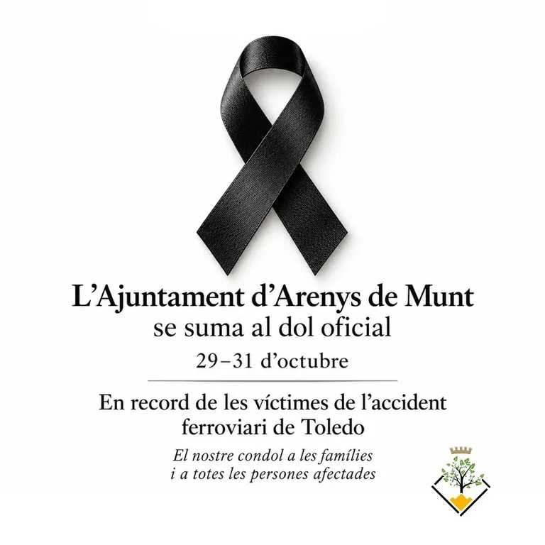 L’Ajuntament mostra el més sentit condol per les víctimes del tràgic accident ferroviari a Urda