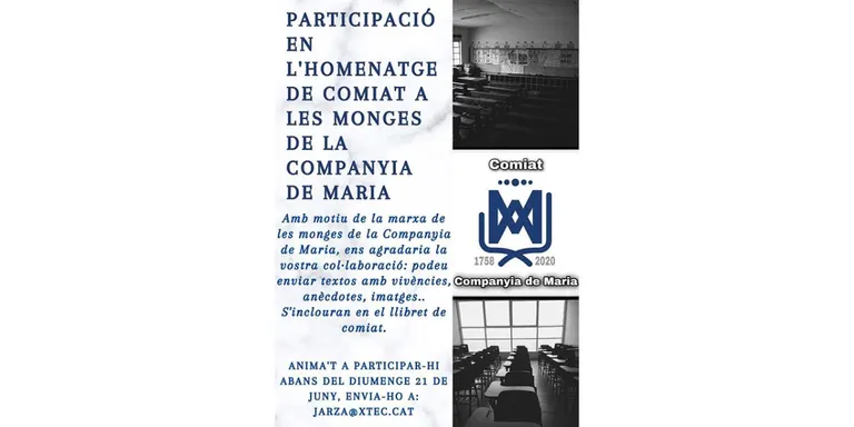 L'Escola Arrels fa una crida a participar en l'homenatge de comiat de les monges de la Companyia de Maria
