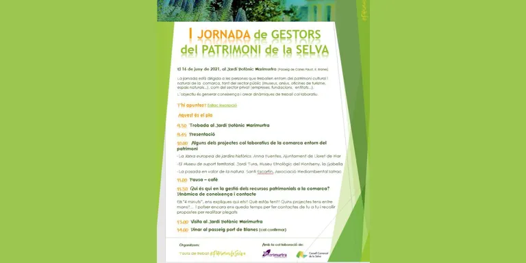 Primera Jornada de gestors del patrimoni de la Selva: el dia 16 de juny a Blanes