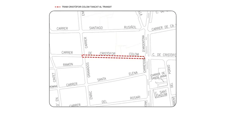 L’accés al c/Colom des de crta. d’Argentona, tallat del 23 al 27 de novembre i afecta la línia C13 de Moventis