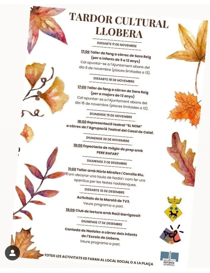 <strong>Llobera programa activitats culturals de gèneres diversos per les properes setmanes</strong>