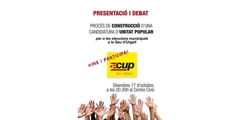 La CUP presenta la proposta de candidatura a les eleccions municipals de la Seu