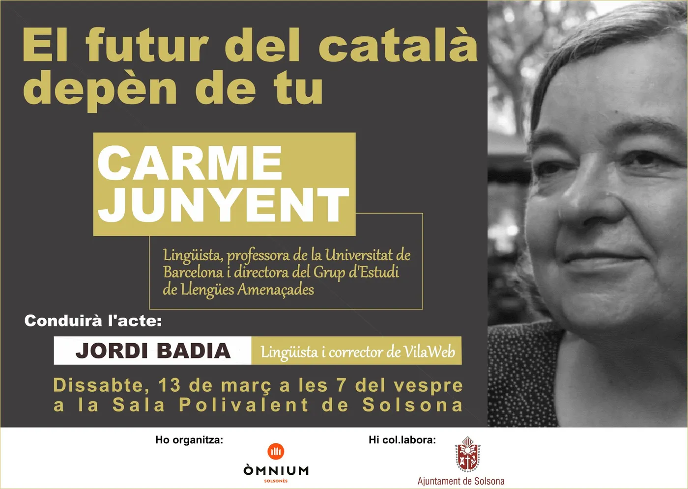 Òmnium Solsonès porta a Solsona Carme Junyent per parlar del futur del català