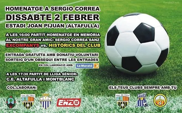 Excompanys vs. Històrics del CE Altafulla, un partit benèfic per retre homenatge a Sergio Correa