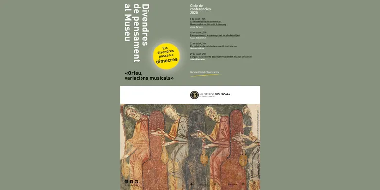El Museu de Solsona recupera els Divendres de Pensament els dimecres de juliol amb el mateix programa