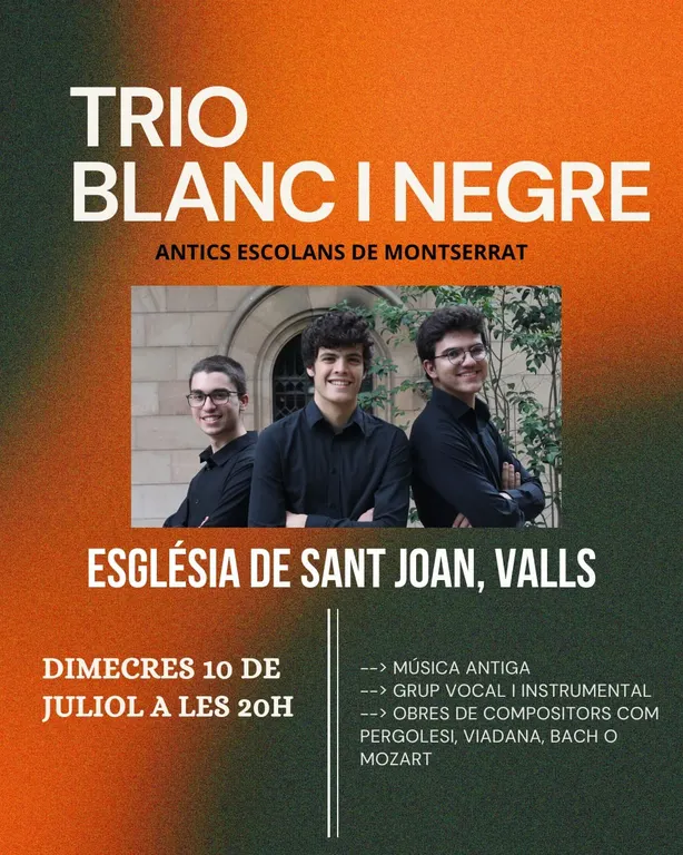 L’Església de Sant Joan acull un concert amb el Trio Blanc i Negre