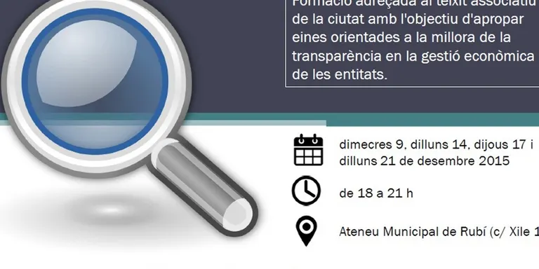 Aquest dimecres s'inicia un curs de cara a les entitats sobre la transpar\xe8ncia en la gesti\xf3