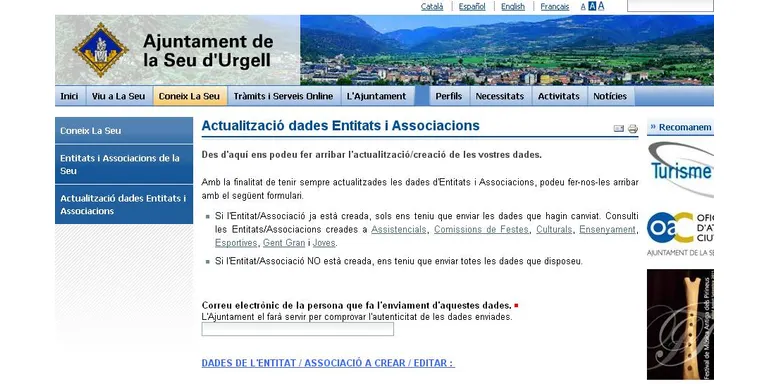 L'Ajuntament actualitza la base de dades d'entitats i clubs urgellencs
