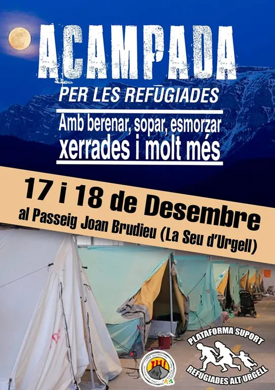 La Plataforma Suport Refugiades Alt Urgell organitza una acampada