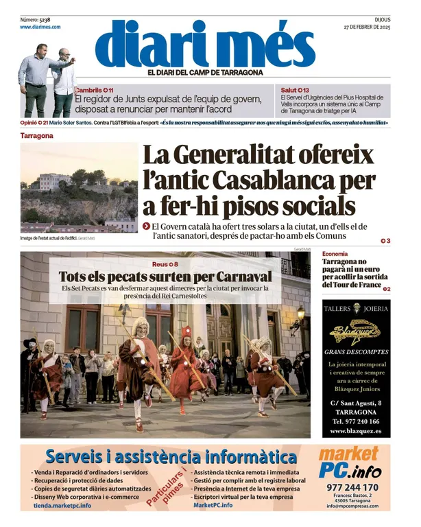 Cop d'ull als diaris d'aquest dijous 27 de febrer