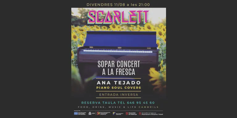 El pub Scarlett de Cambrils farà aquest divendres un sopar-concert amb la pianista Ana Tejado
