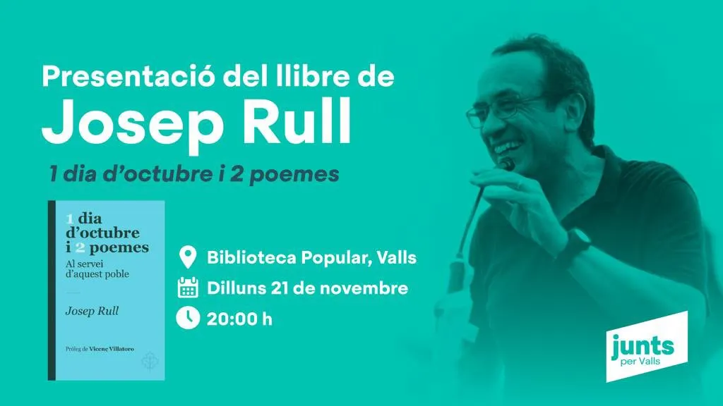 Josep Rull presenta a Valls el llibre “1 dia d’octubre i 2 poemes”