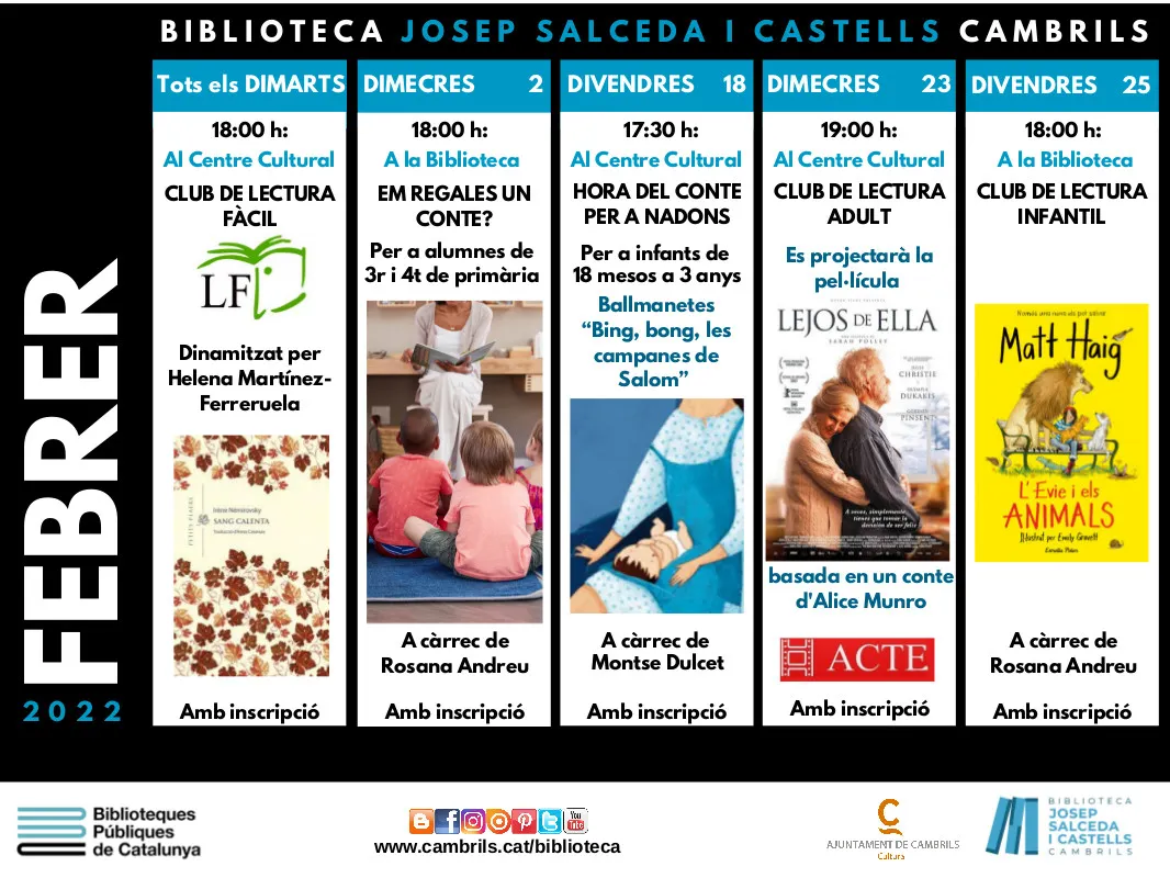 La biblioteca de Cambrils enceta el mes de febrer amb una sessió de ‘Em regales un conte’