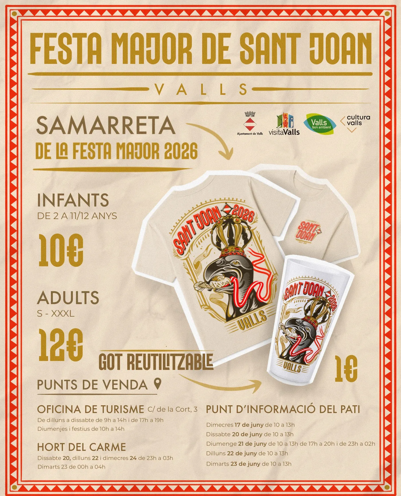 A la venda a partir del 17 de juny la samarreta i el got d'aquest Sant Joan amb el cartell de la Festa Major