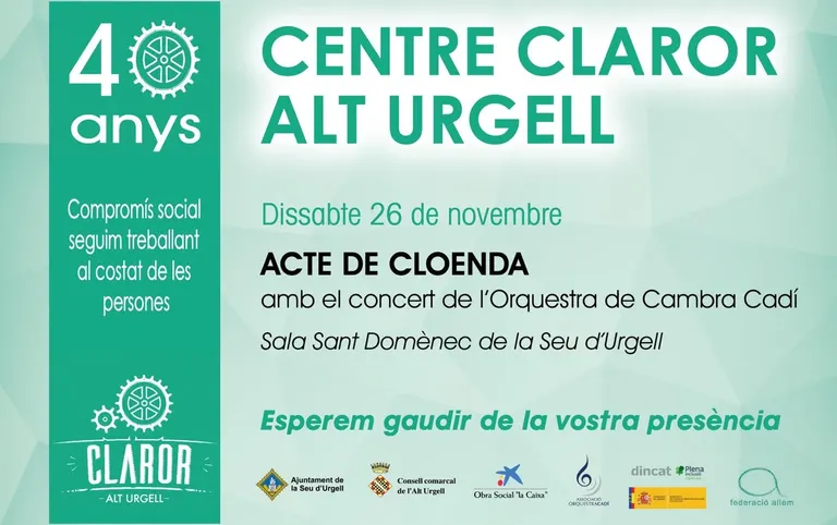 El Centre Claror completa la celebració del 40è aniversari amb un concert de l'Orquestra Cadí
