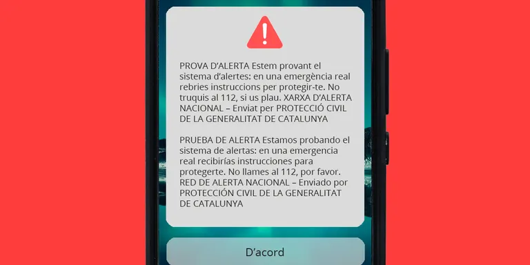 La Generalitat repetirà aquest dimarts l’enviament de prova del sistema d’alerta d’emergències amb SMS
