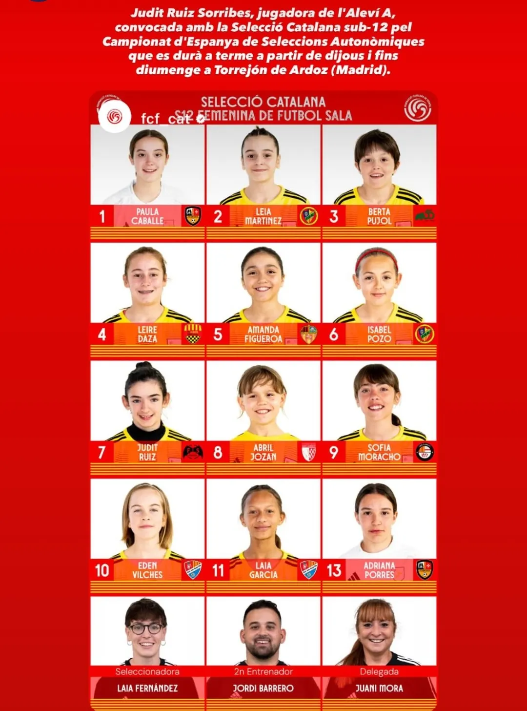Judit Ruiz Sorribes, jugadora de l’aleví A del Futbol Sala Solsona, convocada amb la selecció catalana sub-12