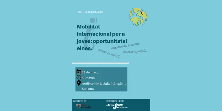 L'Oficina Jove del Solsonès programa una xerrada sobre mobilitat internacional a càrrec de Deixant Empremta
