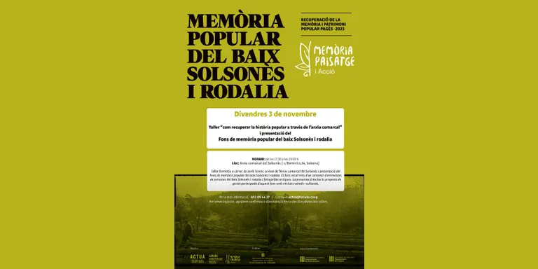 L'Actua de l'Arada presenta a Solsona el Fons de memòria popular del baix Solsonès i rodalies