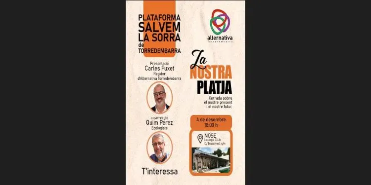 Alternativa Torredembarra, sota el paraigua de la plataforma ‘Salvem la sorra’ convoca una xerrada per posar en qüestió les aportacions a la platja d’Altafulla