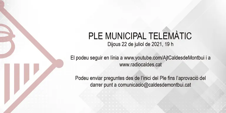 El ple del juliol, aquest dijous dia 22, tornarà a ser telemàtic per motius de seguretat sanitària