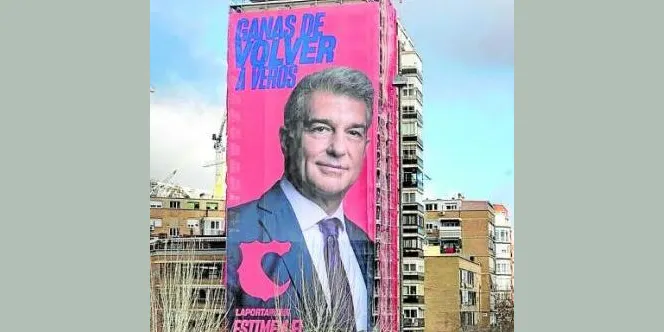 Tots els secrets de la lona de Joan Laporta penjada a pocs metres del Bernabéu