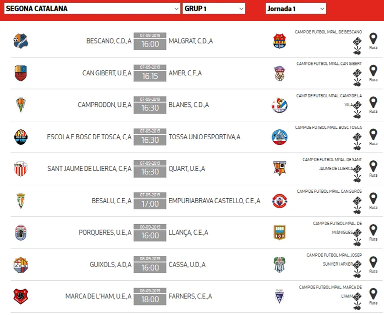 Jornada 1 - 2 Catalana (Grup 1)