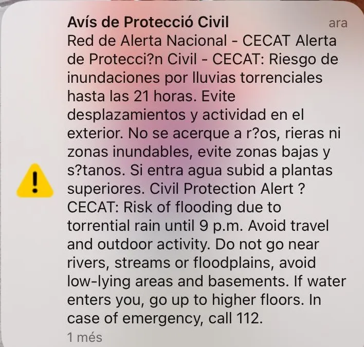 La campanya de proves d'alertes al mòbil de Protecció Civil arribarà a casa nostra la setmana que ve