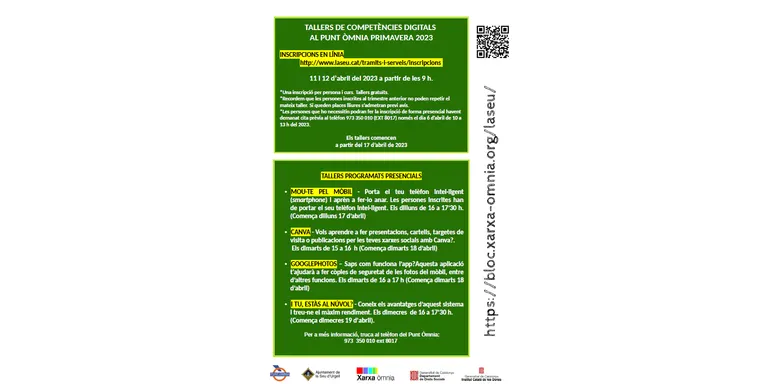 El Punt Òmnia de la Seu d'Urgell ofereix per aquesta primavera quatre tallers gratuïts de competències digitals