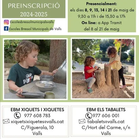 Obert el període de preinscripcions per a les Escoles Bressol Municipals