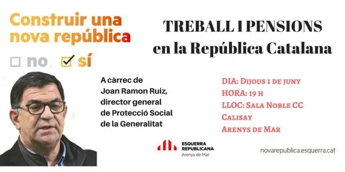 ERC ha programat una xerrada sobre 'El treball i les Pensions'