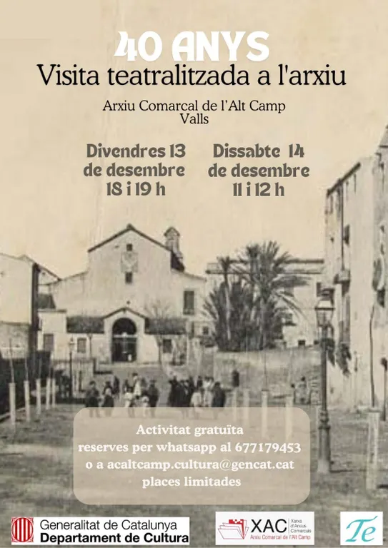 L’Arxiu Comarcal de l’Alt Camp commemora els 40 anys amb visites teatralitzades