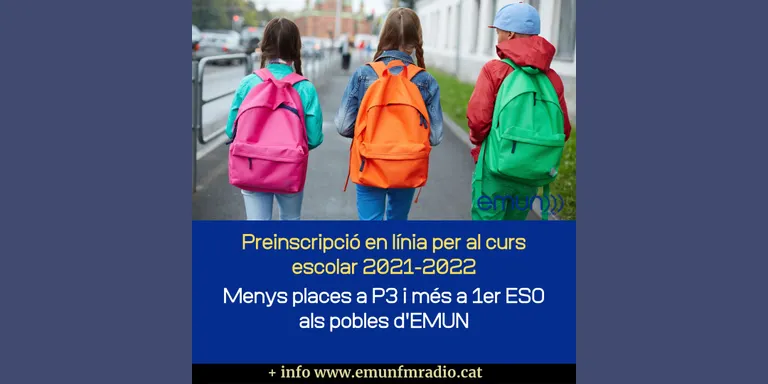 Preinscripció online a Escoles i Instituts per al curs 2021-2022