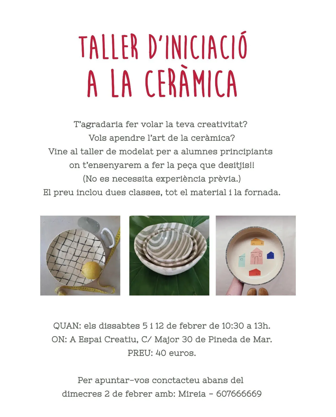 Taller d'iniciació a la ceràmica a l'Espai Creatiu