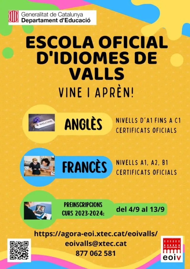 L’EOI de Valls obrirà les preinscripcions el 4 de setembre