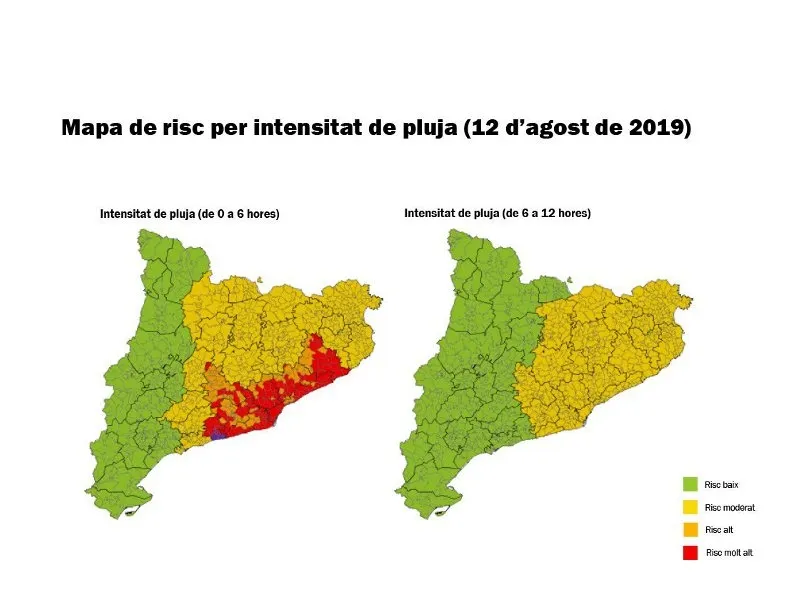 Continua activa la fase d'alerta del Pla INUNCAT per risc moderat de pluges