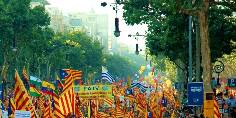 Més d'una cinquantena de calderins s'han mobilitzat a Estrasburg per participar a la manifestació independentista