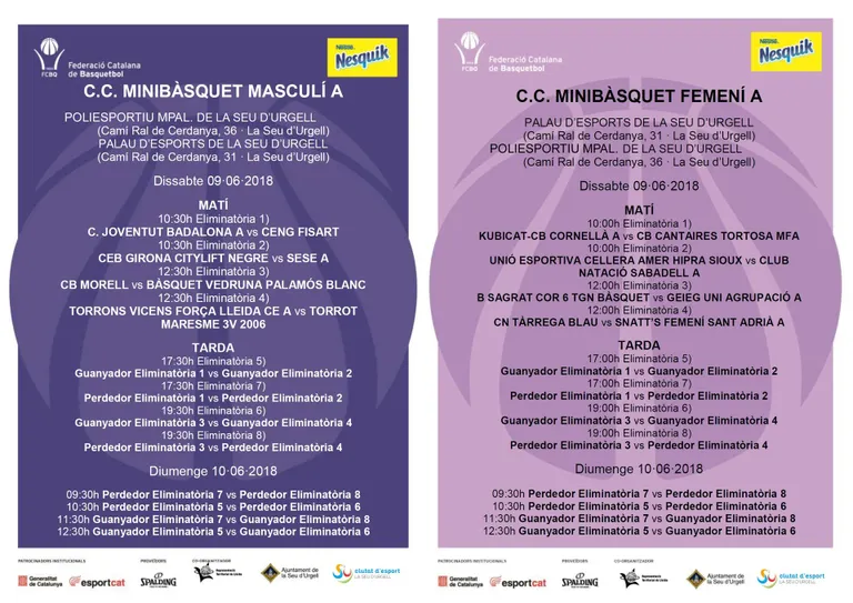 La Seu d'Urgell acull el Campionat de Catalunya de Minibàsquet masculí i femení