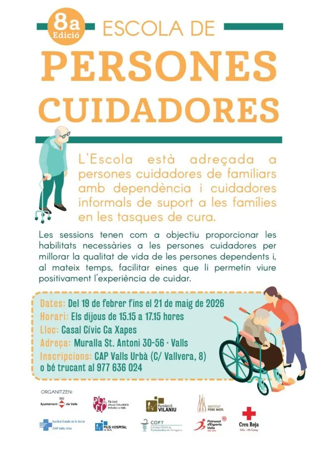 L’Ajuntament de Valls convoca una nova edició de l’Escola de Persones Cuidadores
