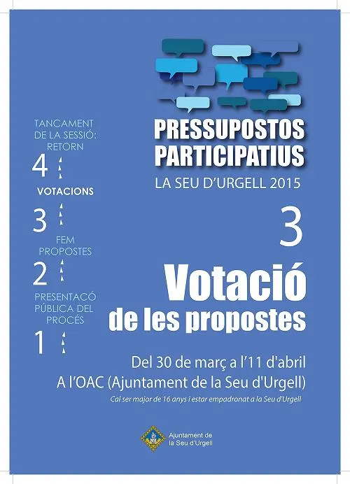 Últims dies per votar el destí d'una partida de 100.000 euros de l'Ajuntament de la Seu