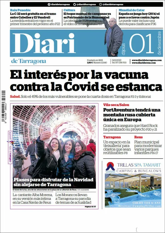 Consulta les portades dels diaris d'aquest 1 de desembre