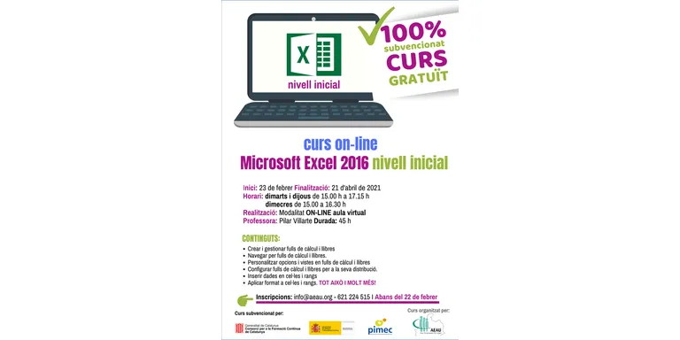 L'AEAU ofereix noves formacions sobre Excel inicial i comptabilitat bàsica