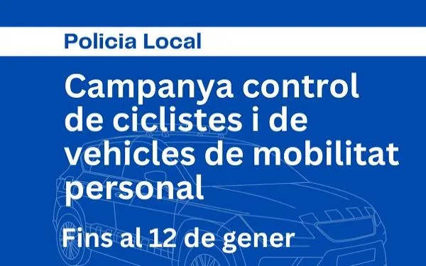 Fins al 12 de gener, campanya coordinada de control de ciclistes i vehicles de mobilitat personal a Torredembarra