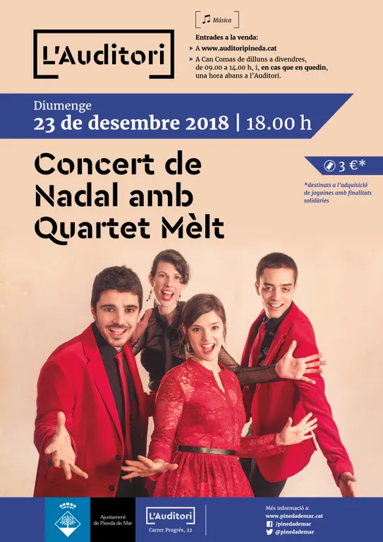 Entrades exhaurides pel Concert de Nadal amb el Quartet Mèlt