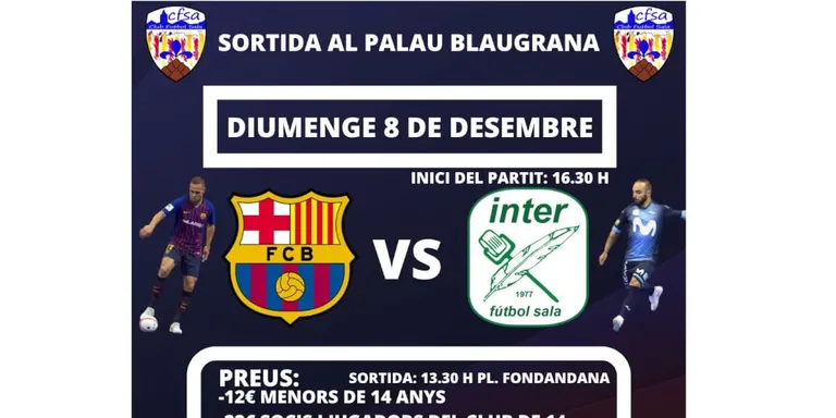 El CFS organitza una sortida al Palau Blaugrana per veure el partit entre FC Barcelona i Inter Movistar