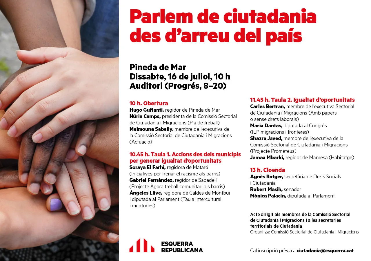 La Comissió Sectorial Nacional d'Esquerra Republicana organitza a Pineda la jornada 'Parlem de Ciutadania'
