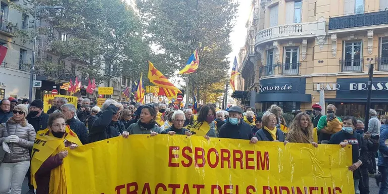 Una vintena de cambrilencs es van manifestar dissabte a Perpinyà per celebrar la Diada de Catalunya Nord