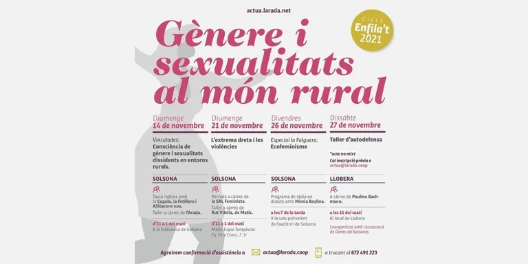 L'Arada recupera el cicle de conferències Enfila't, centrat enguany en gènere i sexualitat al món rural