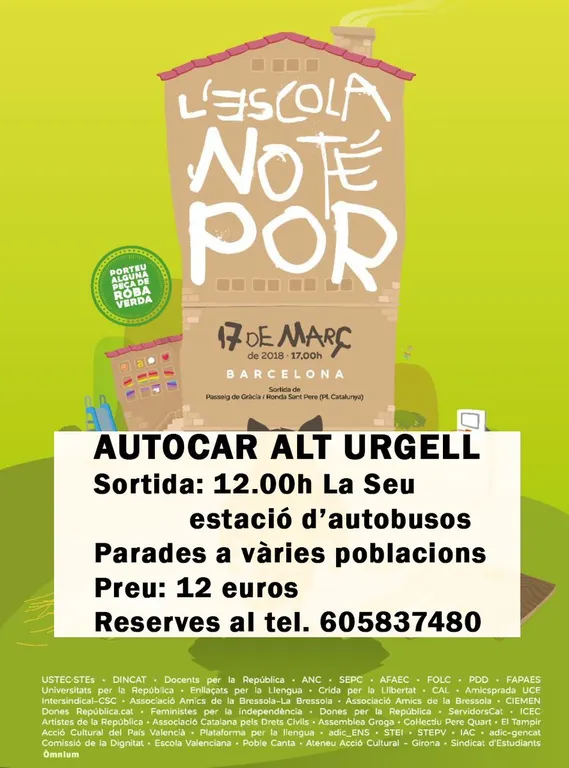 Mobilització des de l'Alt Urgell per a la manifestació 'L'escola no té por'