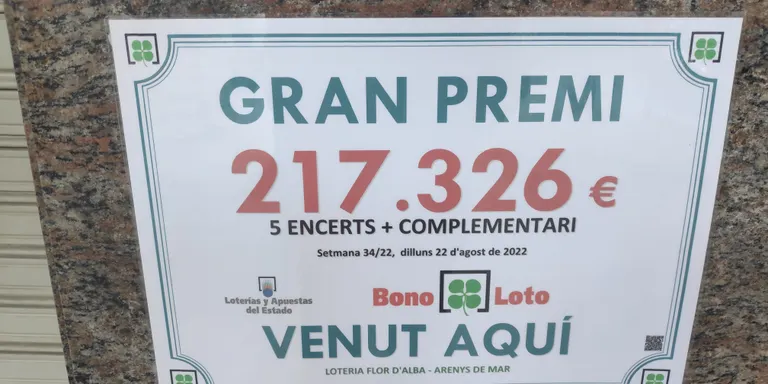 L’administració de loteria Flor d’Alba d’Arenys de Mar dona un premi de 217.326 euros
